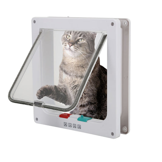 S/M/L 2 Colors Cat Flap Door with 4 Way Lock Security Flap Door for Dog Cat Kitten Small Pet Gate Door Kit Cat Puppy Safety Gate