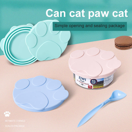 Portable Silicone Dog Cat Canned Lid 2-in-1Food Sealer Spoon Pet Food Cover Storage Fresh-keeping Lids Bowl Dog Accessories