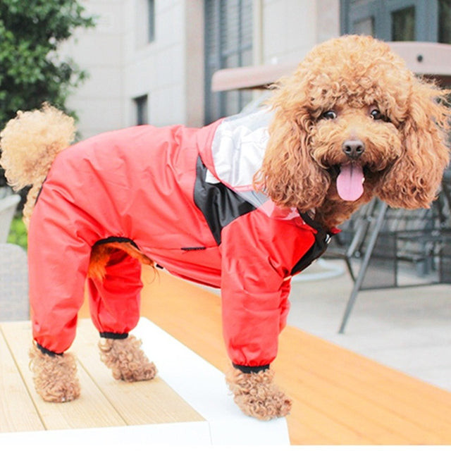 Pet Dog Waterproof Raincoat Jumpsuit Reflective Rain Coat Hooded Waterproof Jackets Small Dog Outdoor Clothes  Pet Supplies