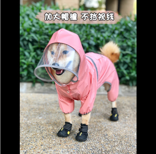 Pet Dog Waterproof Raincoat Jumpsuit Reflective Rain Coat Hooded Waterproof Jackets Small Dog Outdoor Clothes  Pet Supplies