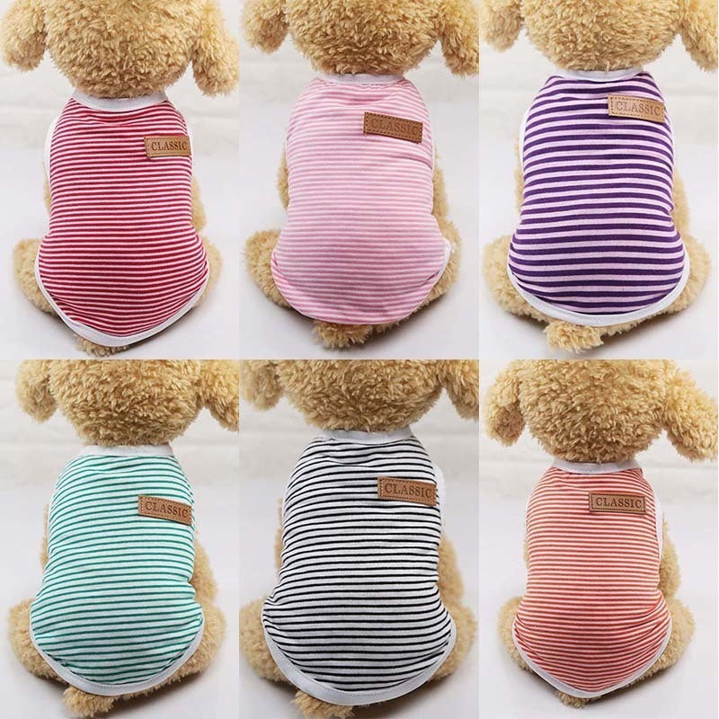 Classic Stripe Dog Shirt Cheap Dog Clothes For Small Dogs Summer Chihuahua Tshirt Cute Puppy Vest Yorkshire Terrier Pet Clothes