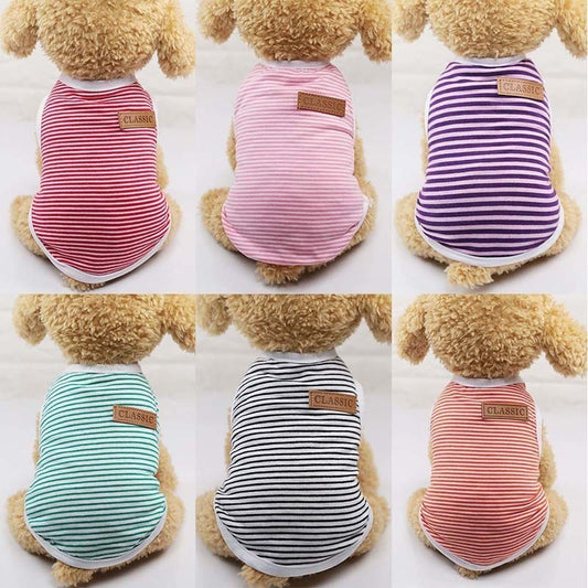 Classic Stripe Dog Shirt Cheap Dog Clothes For Small Dogs Summer Chihuahua Tshirt Cute Puppy Vest Yorkshire Terrier Pet Clothes